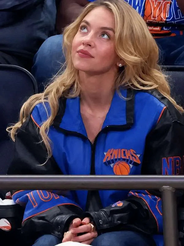 Sydney Sweeney NY Knicks Finals Game Leather Jacket