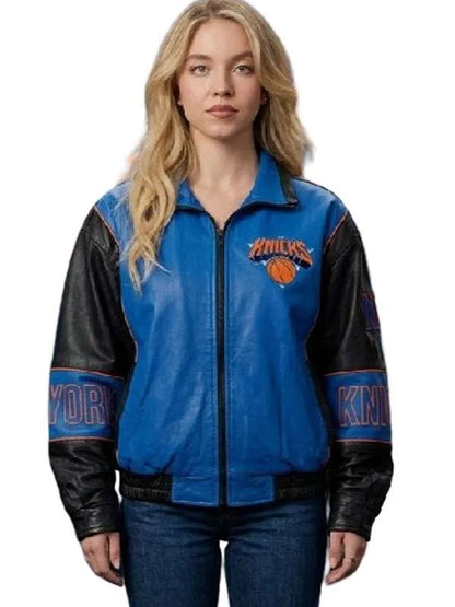 Sydney Sweeney NY Knicks NBA Finals Game Leather Jacket