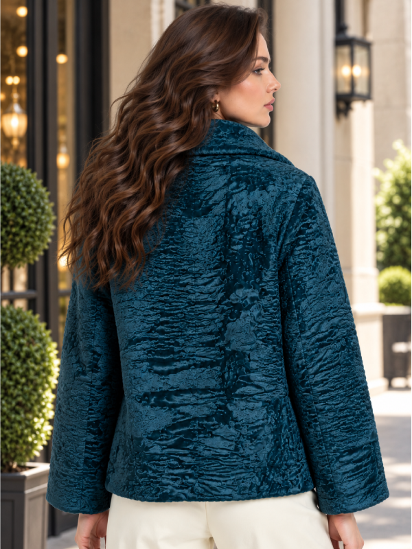 Teal Fur Jacket for Women