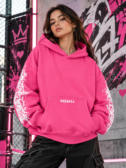Teal Graffiti Print Oversized Hoodie