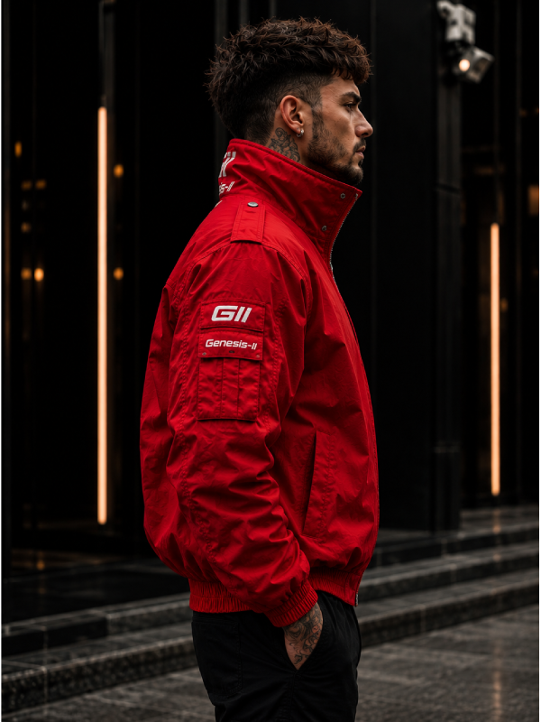 Techwear Red Jacket Genesis-II Multi-Pocket Streetwear