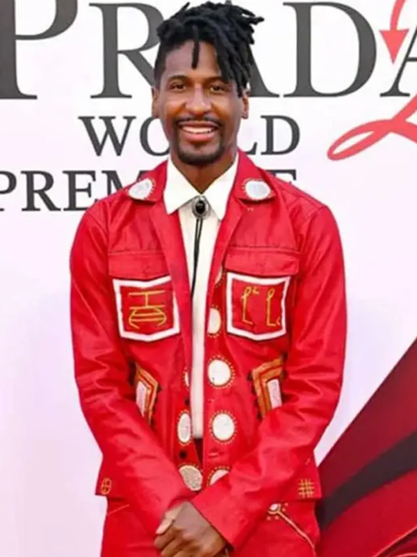 The Devil Wears Prada 2 Premiere Event 2026 Jon Batiste Red Leather Jacket