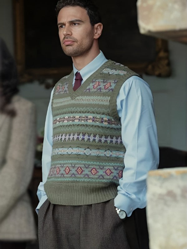 The Gentlemen S2 Theo James Green Fair Isle Sweater Vest