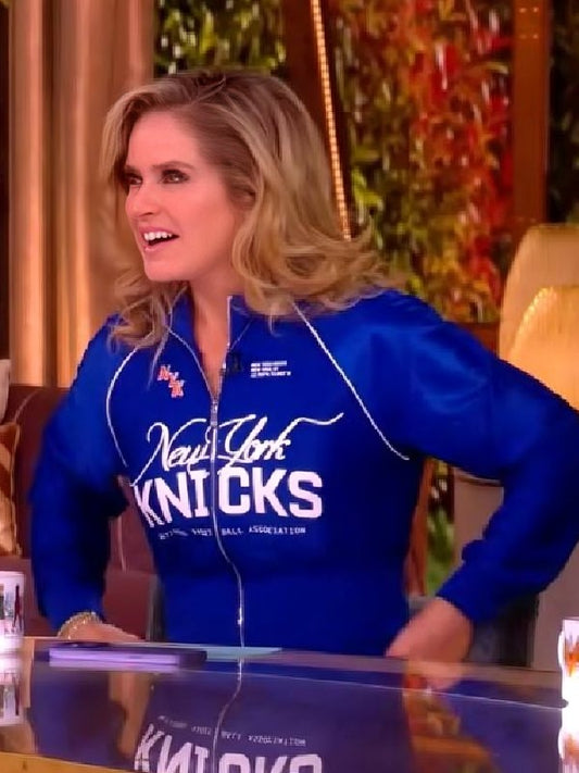 The View 2026 Sara Haines Knicks Blue Jacket