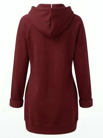 The Warmy Oversized Maroon Long Hoodie