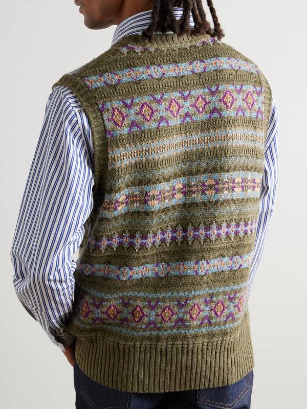Theo James TV Series The Gentlemen Season 2 Eddie Horniman Fair Isle Wool Sweater Vest Green Multi