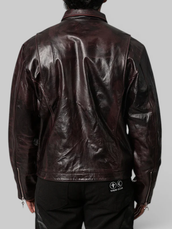 Thug Club Style Crinkled Texture Moto Biker Jacket