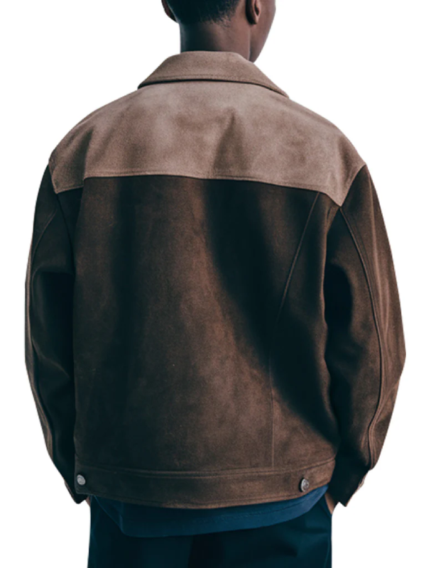 Two Tone Vintage Style Brown Suede Leather Jacket