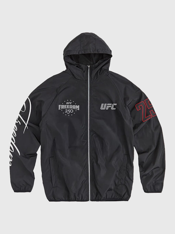 UFC Freedom 250 Hooded Black Windbreaker Jacket
