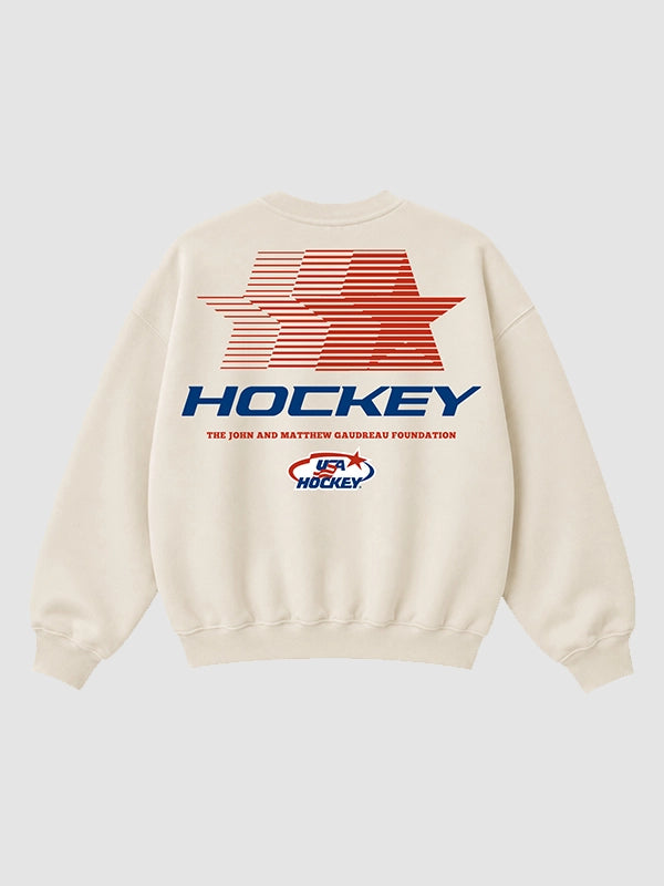 USA Hockey X John Matthew Gaudreau Foundation Cream Fleece Sweatshirt