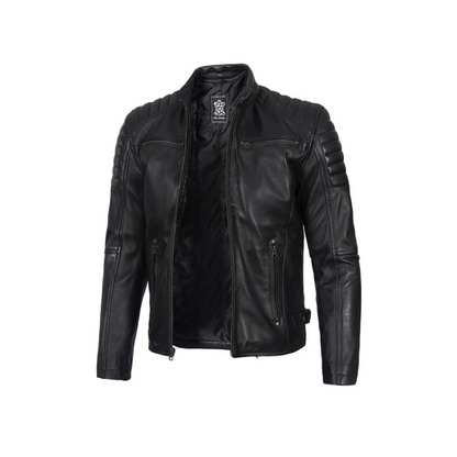 Felix Men's Cafe Racer Black Biker Leather Jacket