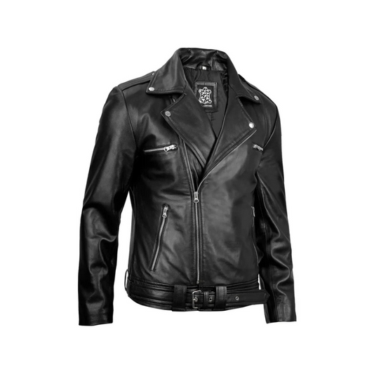 Negan Men's Black Asymmetrical Biker Leather Jacket