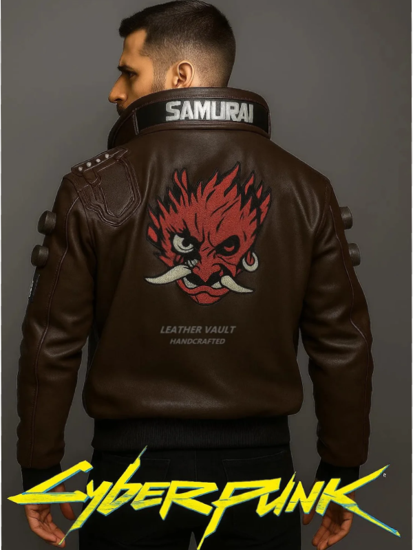 V's Samurai jacket Cyberpunk 2077 Men's Bomber Real Leather