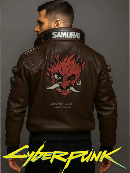 V's Samurai jacket Cyberpunk 2077 Men's Bomber Real Leather
