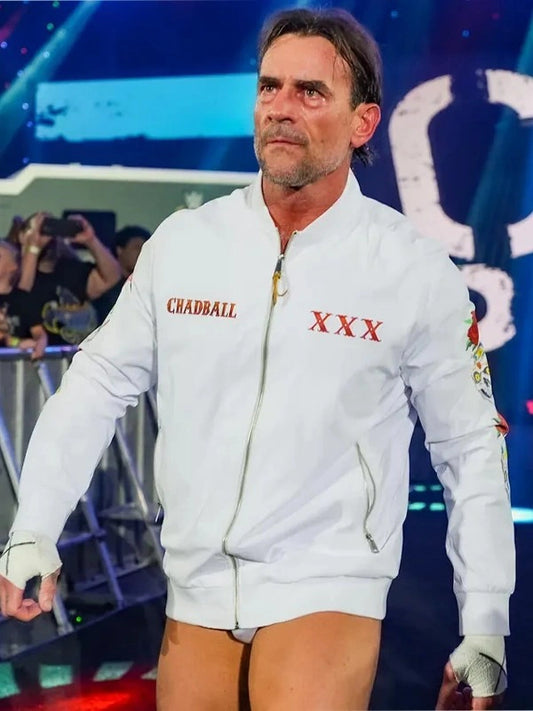 WWE CM Punk Chadball White Bomber Jacket