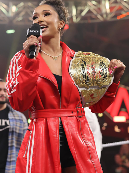 WWE Jordan Red Leather Coat