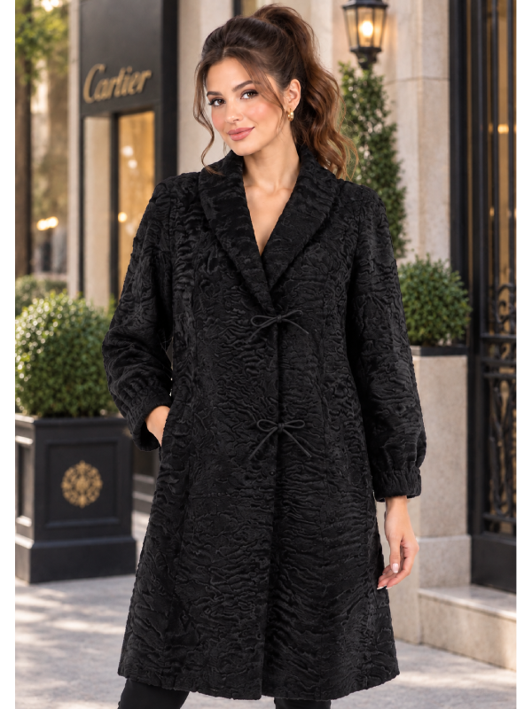 Persian Lamb Fur Women’s Luxury Black Coat