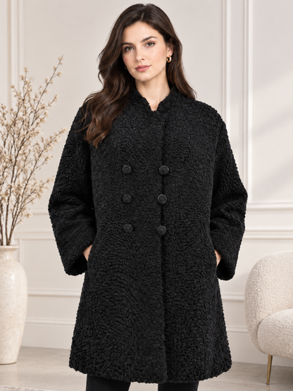 Women’s Black Lamb Fur Winter Coat