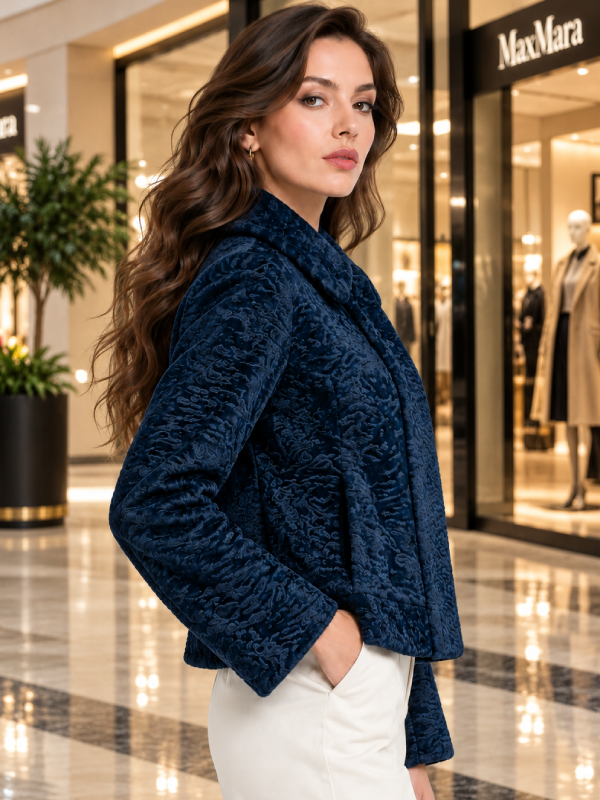 Women’s Blue Lamb Fur Jacket