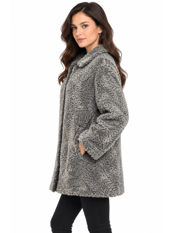 Women’s Grey Lamb Fur Winter Coat