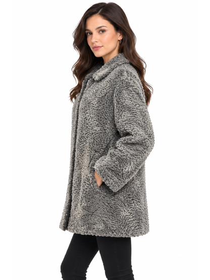 Women’s Grey Lamb Fur Winter Coat