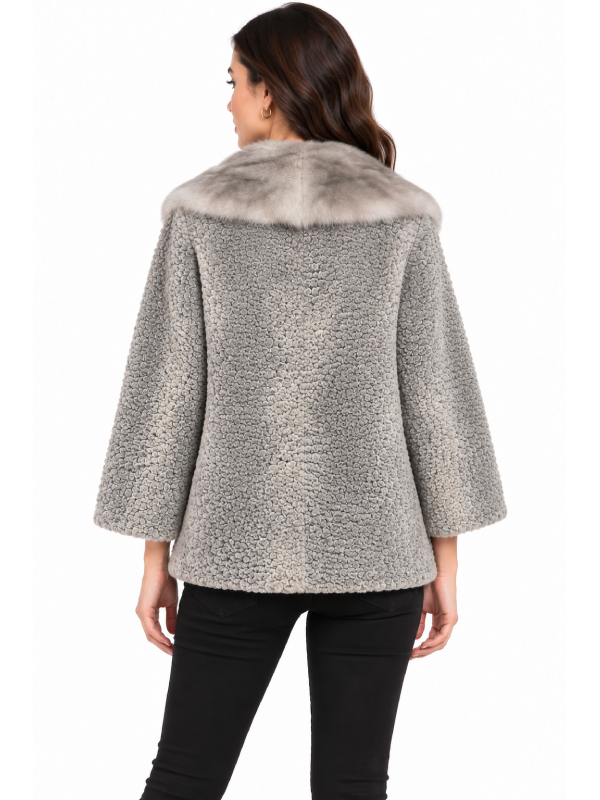 Women’s Grey Lamb Fur Winter Jacket