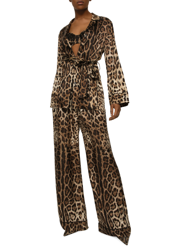 Women's Leopard Velvet Pajama Shirt