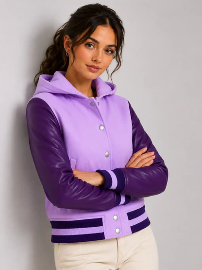Womens Lavender Varsity Jacket