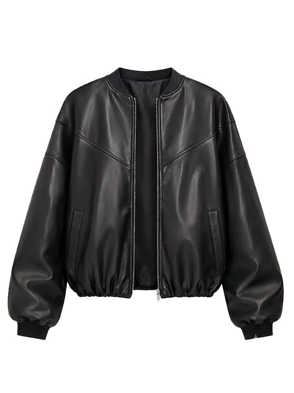 Womens Oversized Black Bomber Jacket