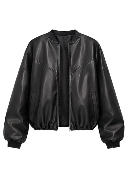 Womens Oversized Black Bomber Jacket