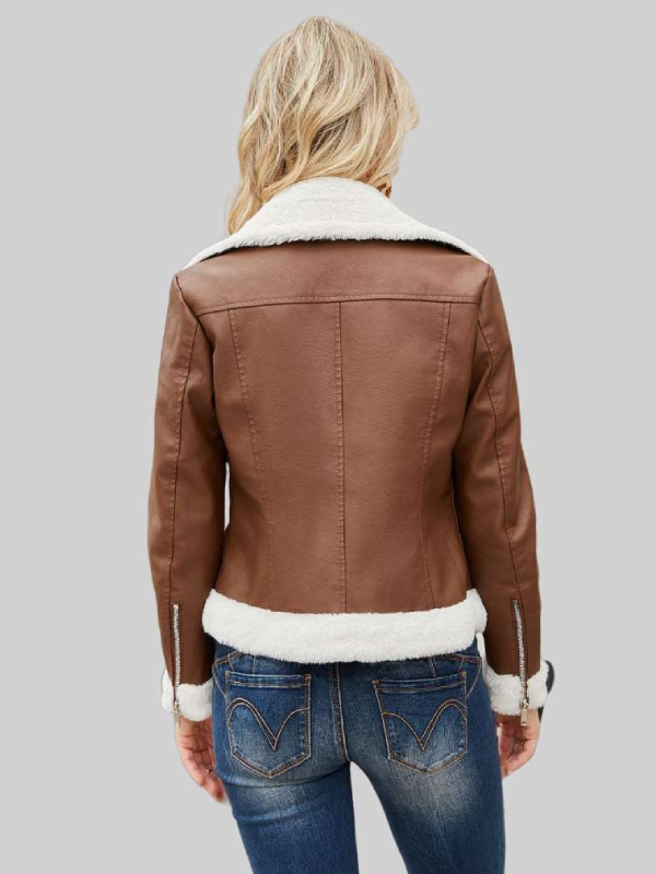 Womens Tan Leather Jacket Back Charlton
