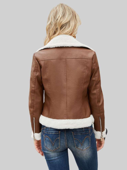 Womens Tan Leather Jacket Back Charlton