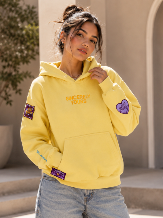 Yellow Oversized Fleece Hoodie for Women & Men