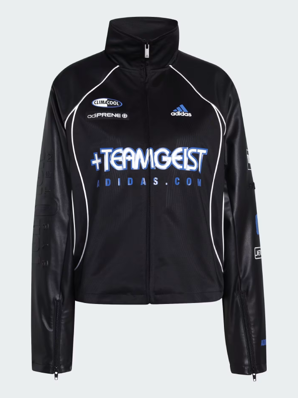 adidas Women's Teamgeist Faux Leather Track Jacket Black