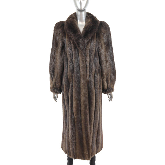 Women's Dark Brown Beaver Fur Coat - Full Length Fur Coats