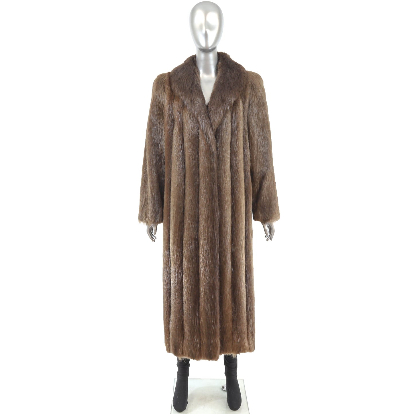 Women's Dark Brown Winter Beaver Fur Coat - Luxurious Outerwear