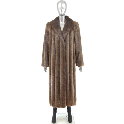 Women's Dark Brown Winter Beaver Fur Coat - Luxurious Outerwear