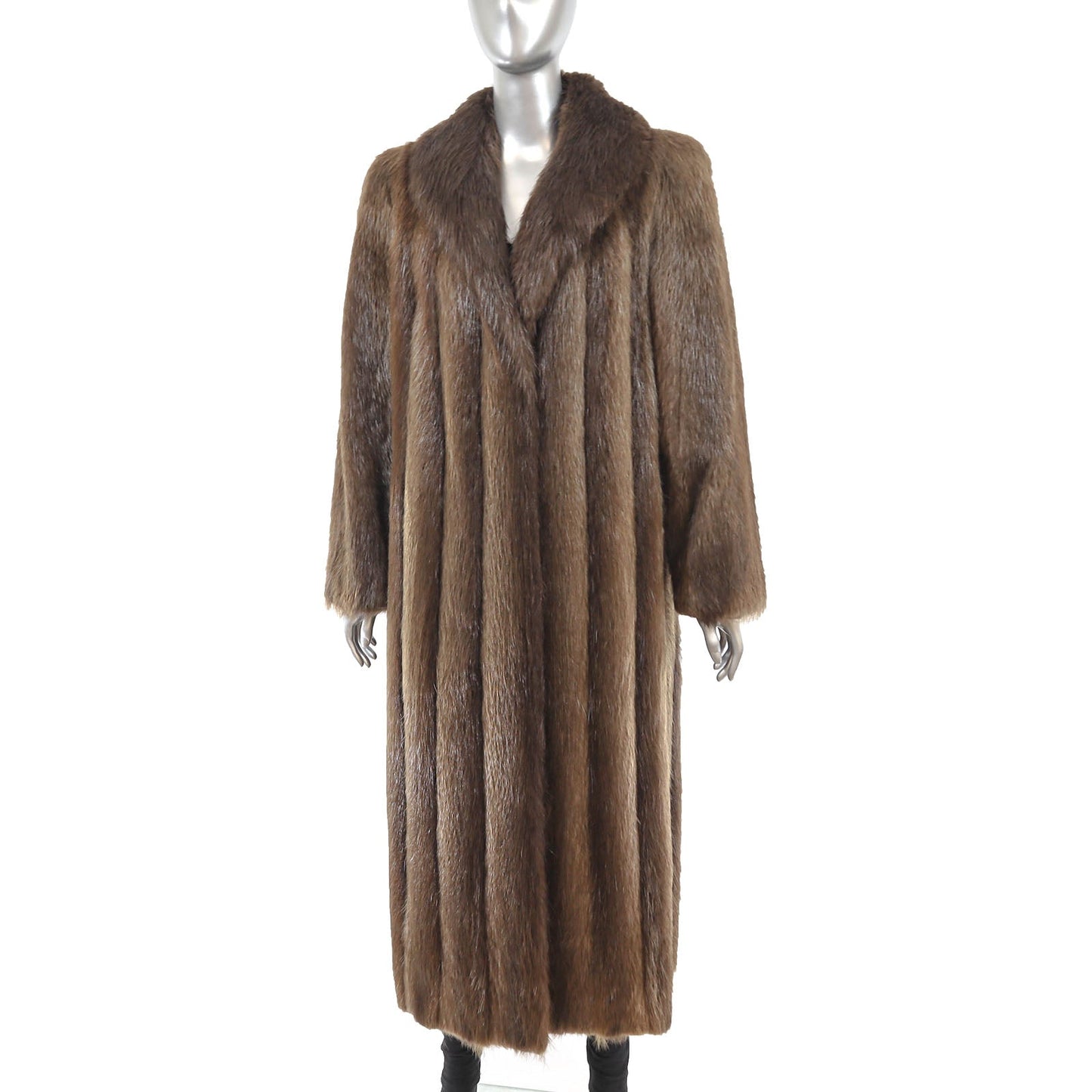 Women's Dark Brown Winter Beaver Fur Coat - Luxurious Outerwear