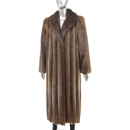 Women's Dark Brown Winter Beaver Fur Coat - Luxurious Outerwear