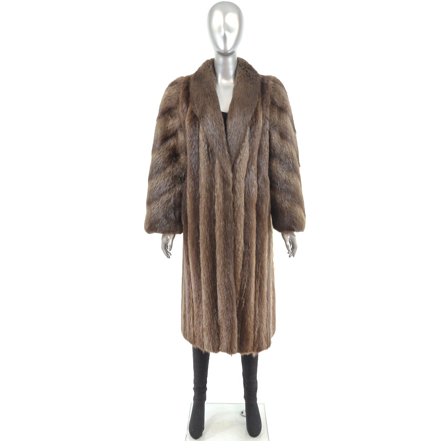 Women's Brown Beaver Fur Coat - Luxurious Winter Outerwear