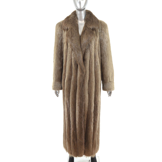 Women's Blonde Beaver Fur Coat - Luxury Winter Outerwear