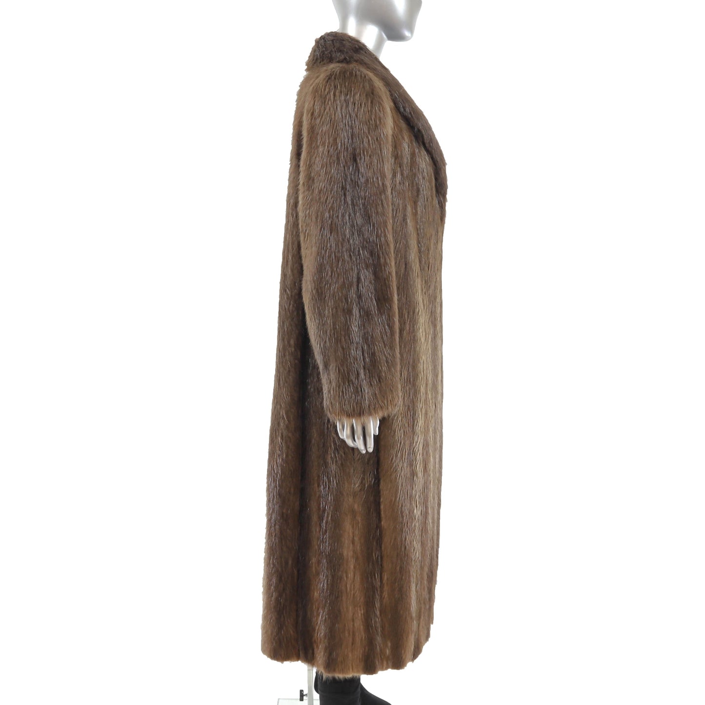 Women's Dark Brown Winter Beaver Fur Coat - Luxurious Outerwear