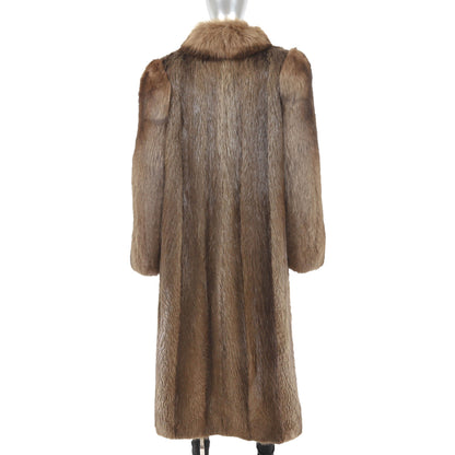 Women's Brown Beaver Fur Coat - Luxurious Fox Collar and Sleeves | Premium Outerwear