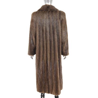 Women's Dark Brown Winter Beaver Fur Coat - Luxurious Outerwear