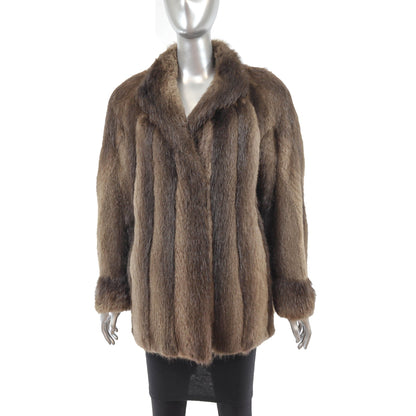 Women's Brown Beaver Fur Jacket - Luxury Winter Outerwear