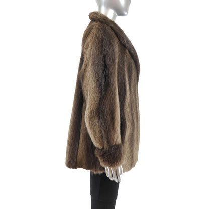 Women's Brown Beaver Fur Jacket - Luxury Winter Outerwear