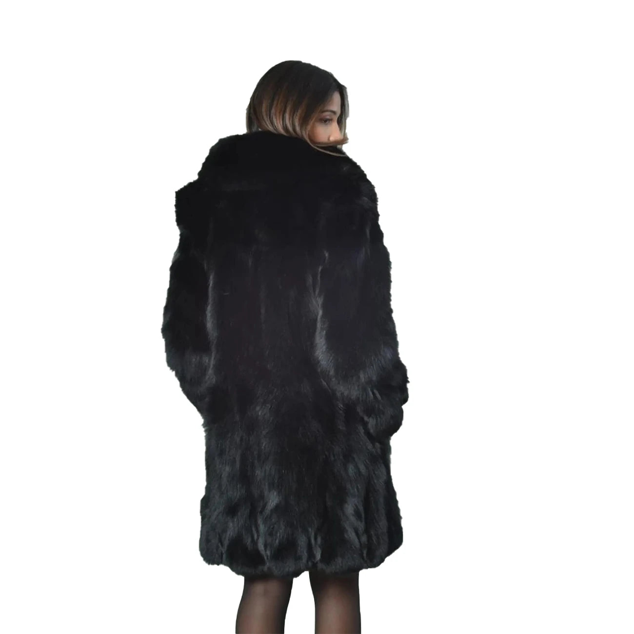 Luxury Black Fox Fur Coat for Women | Real Fur Winter Jacket