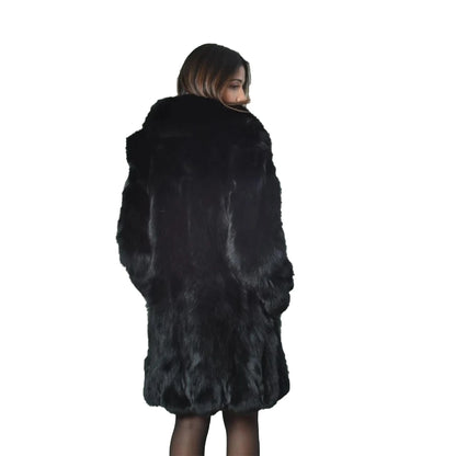 Luxury Black Fox Fur Coat for Women | Real Fur Winter Jacket