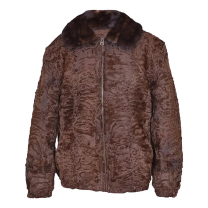 Brown fur jacket on a white background