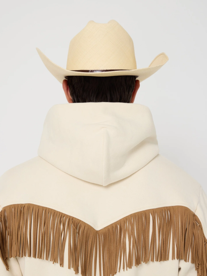 cashmere fringe zip hoodie